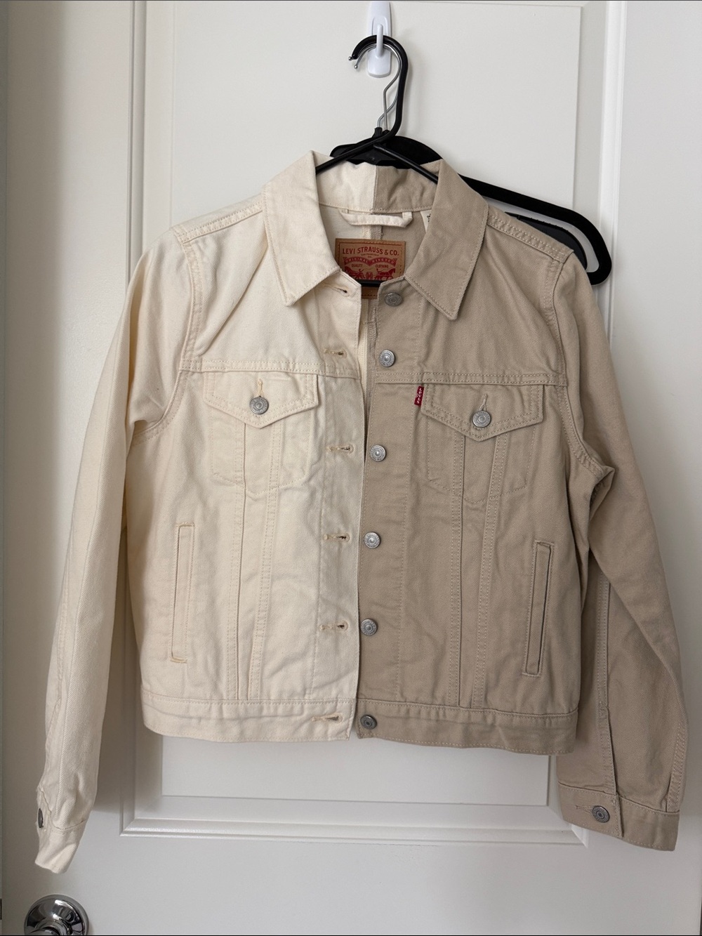 Levi's Two-Tone Denim Jacket in Cream and Tan